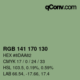 カラーコード: RGB 141 170 130 | qconv.com