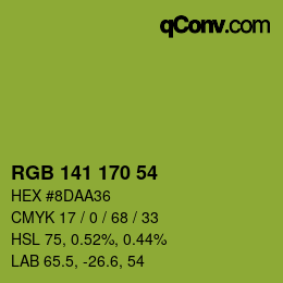 颜色代码: RGB 141 170 54 | qconv.com