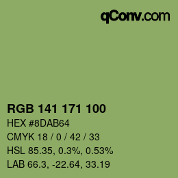 Color code: RGB 141 171 100 | qconv.com