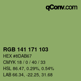Color code: RGB 141 171 103 | qconv.com