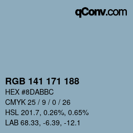 カラーコード: RGB 141 171 188 | qconv.com