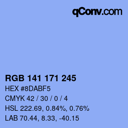 Color code: RGB 141 171 245 | qconv.com
