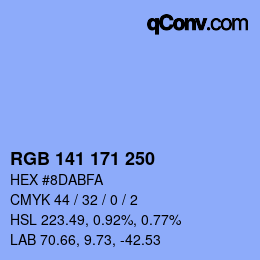 Color code: RGB 141 171 250 | qconv.com