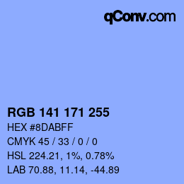Color code: RGB 141 171 255 | qconv.com