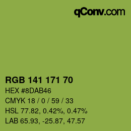 Color code: RGB 141 171 70 | qconv.com
