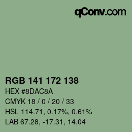 Color code: RGB 141 172 138 | qconv.com