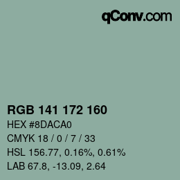 Color code: RGB 141 172 160 | qconv.com