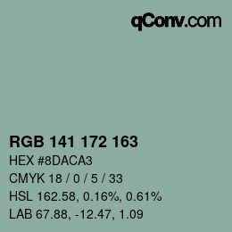 Color code: RGB 141 172 163 | qconv.com