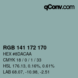Color code: RGB 141 172 170 | qconv.com