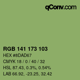 Color code: RGB 141 173 103 | qconv.com