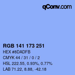 カラーコード: RGB 141 173 251 | qconv.com