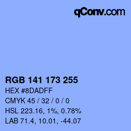 Color code: RGB 141 173 255 | qconv.com