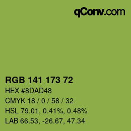 Color code: RGB 141 173 72 | qconv.com