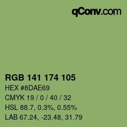 Color code: RGB 141 174 105 | qconv.com