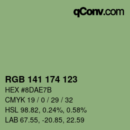 Color code: RGB 141 174 123 | qconv.com