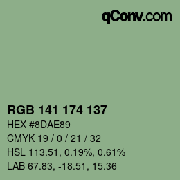 カラーコード: RGB 141 174 137 | qconv.com
