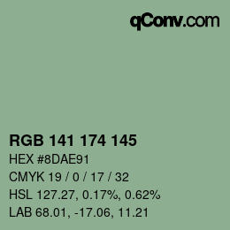 Color code: RGB 141 174 145 | qconv.com