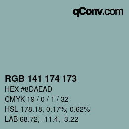 Color code: RGB 141 174 173 | qconv.com