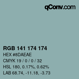 Color code: RGB 141 174 174 | qconv.com