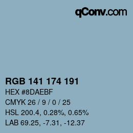 カラーコード: RGB 141 174 191 | qconv.com