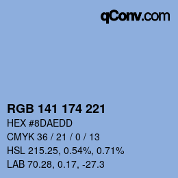 Color code: RGB 141 174 221 | qconv.com