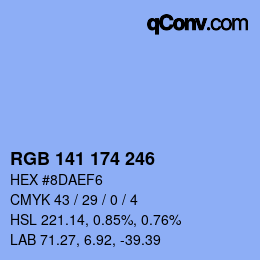 Color code: RGB 141 174 246 | qconv.com