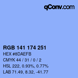 Color code: RGB 141 174 251 | qconv.com