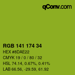 Color code: RGB 141 174 34 | qconv.com