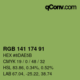Color code: RGB 141 174 91 | qconv.com