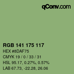 Color code: RGB 141 175 117 | qconv.com