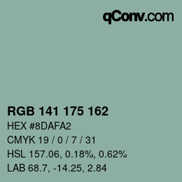 カラーコード: RGB 141 175 162 | qconv.com