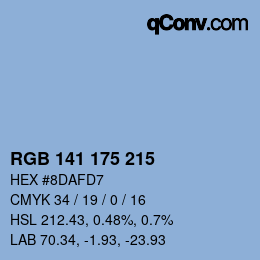 Color code: RGB 141 175 215 | qconv.com