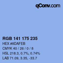 カラーコード: RGB 141 175 235 | qconv.com