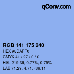 Color code: RGB 141 175 240 | qconv.com