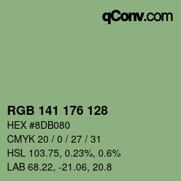 Color code: RGB 141 176 128 | qconv.com