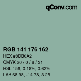 Color code: RGB 141 176 162 | qconv.com
