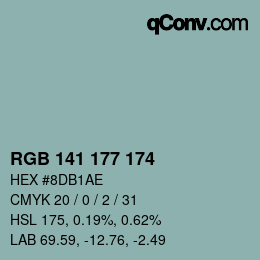 Color code: RGB 141 177 174 | qconv.com
