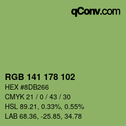 Color code: RGB 141 178 102 | qconv.com