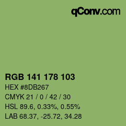 Color code: RGB 141 178 103 | qconv.com