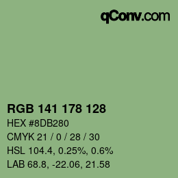 Color code: RGB 141 178 128 | qconv.com