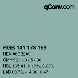 Color code: RGB 141 178 169 | qconv.com
