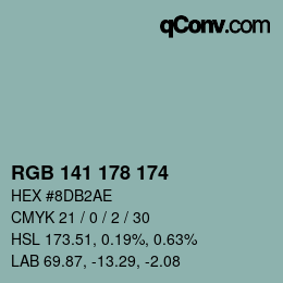 Color code: RGB 141 178 174 | qconv.com