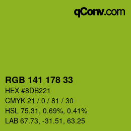 Color code: RGB 141 178 33 | qconv.com