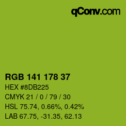 Color code: RGB 141 178 37 | qconv.com