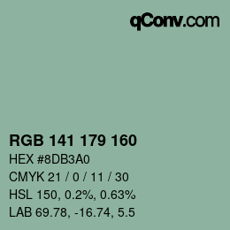 Color code: RGB 141 179 160 | qconv.com