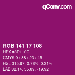 Color code: RGB 141 17 108 | qconv.com