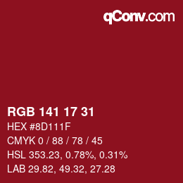 Color code: RGB 141 17 31 | qconv.com