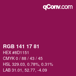 Color code: RGB 141 17 81 | qconv.com