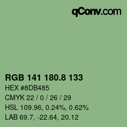カラーコード: RGB 141 180.8 133 | qconv.com