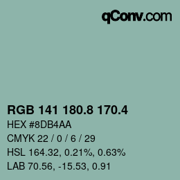 カラーコード: RGB 141 180.8 170.4 | qconv.com
